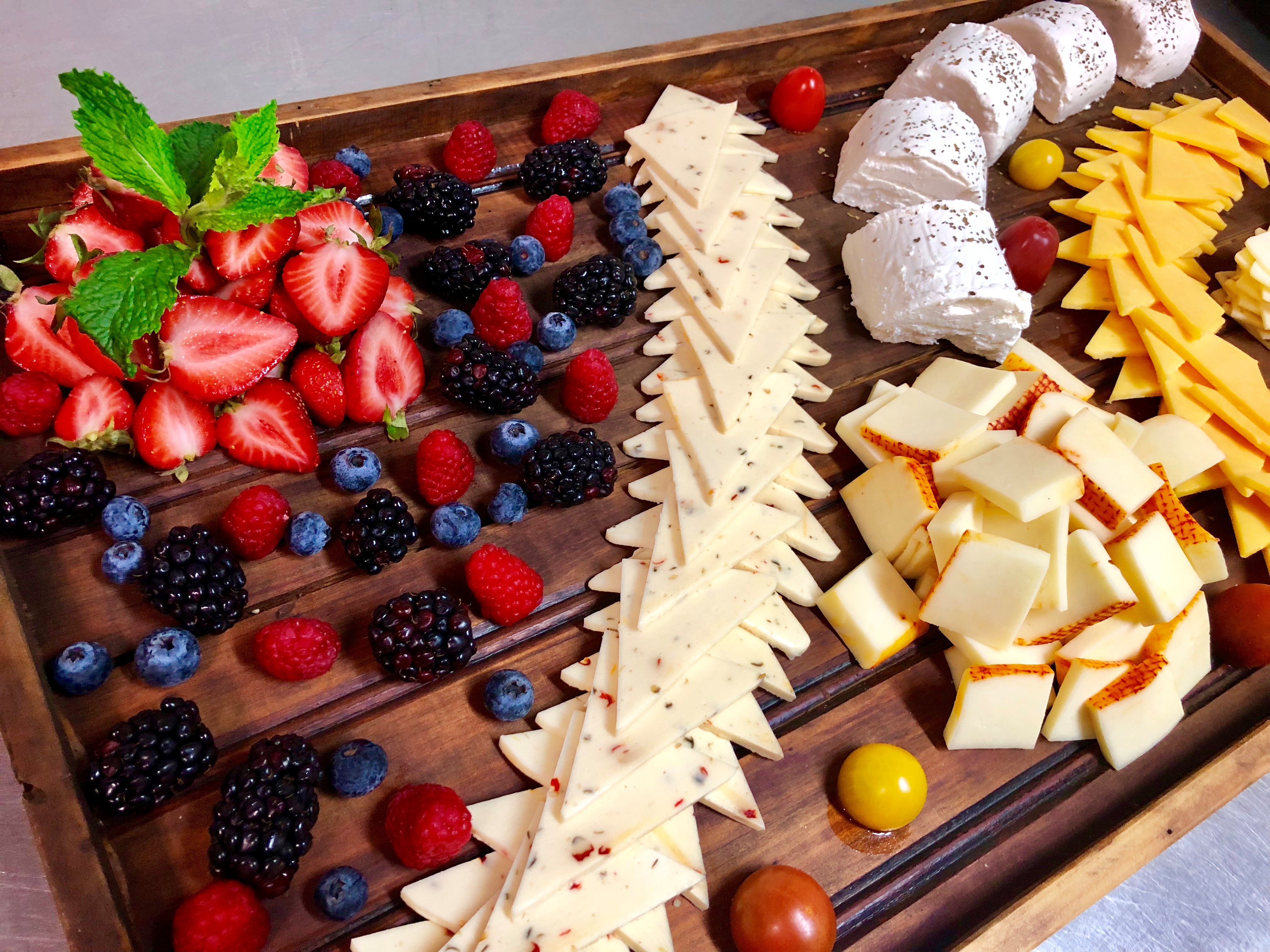 wooden tray of hors d'oeuvres