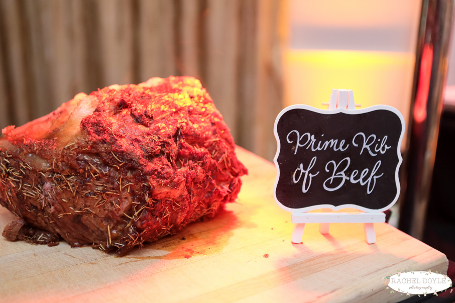 prime rib of beef on a tray
